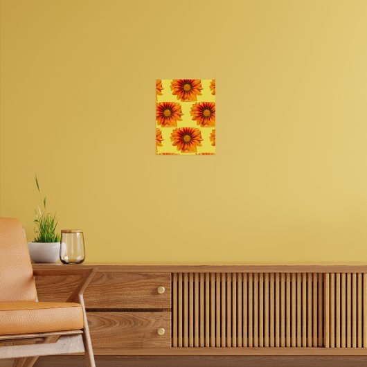 Poster Dégradé de fleurs orange jaune vif découpé (Salon 2)