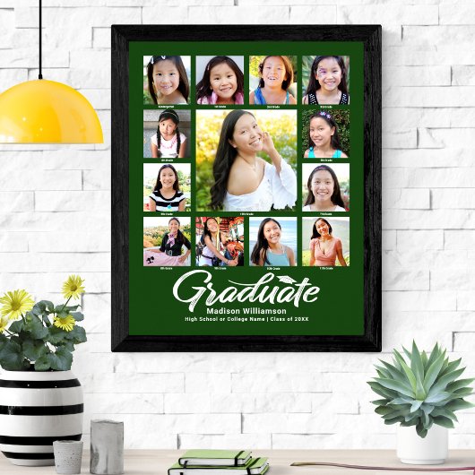 Poster Dégradé vert K–12 Script Collage photo Moderne