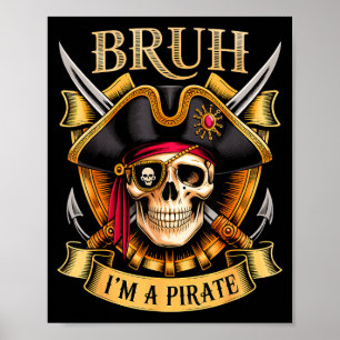 Poster Déguisement de crâne de pirate drôle pour Hallowee