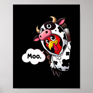 Poster Déguisement de dinde de vache Moo drôle de Thanksg