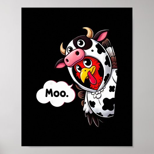 Poster Déguisement de dinde de vache Moo drôle de Thanksg (Devant)