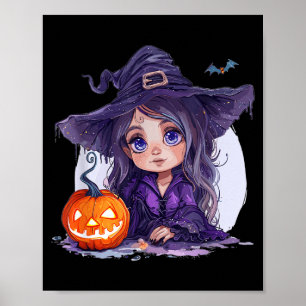 Poster Déguisement de sorcière Halloween Citrouille Effra