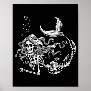 Poster Déguisement de squelette de sirène drôle Halloween