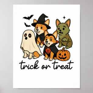 Poster déguisement d'Halloween pour corgi