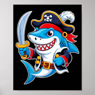 Poster Déguisement drôle de requin pirate Halloween pour