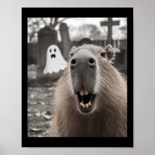 Poster Déguisement drôle d'Halloween de fantôme de capyba