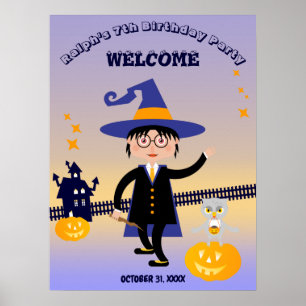 Poster Déguisement Halloween Garçon Magicien Anniversaire