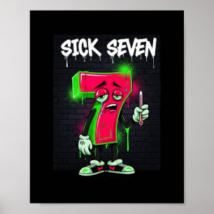 Poster Déguisement Halloween Sick Seven 67 Meme Drôle Rét