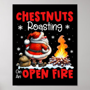 Poster Dégustation De Châtaignes Au Feu Ouvert Drôle Rude