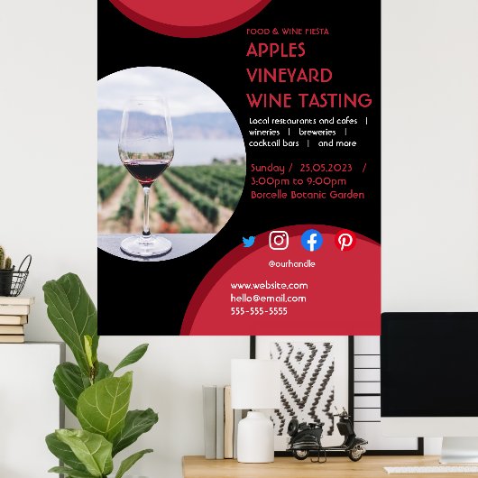 Poster dégustation de vin caritatif vigne boisson aliment (Bureau à domicile)