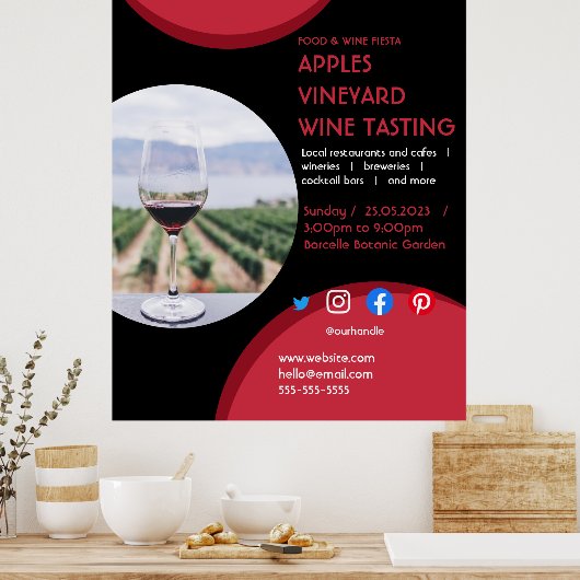 Poster dégustation de vin caritatif vigne boisson aliment (Cuisine)