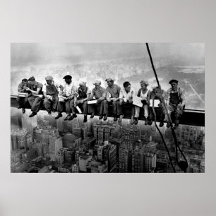 Poster Déjeuner au sommet d'un gratte-ciel 1932 NYC Trava