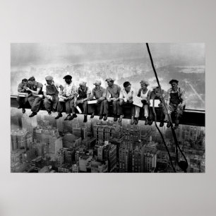 Poster Déjeuner au sommet d'un gratte-ciel 1932 NYC trava