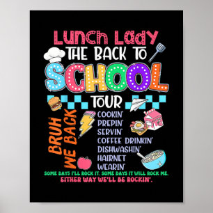 Poster Déjeuner Dame Retour À L'École Tour Cafétéria Équi