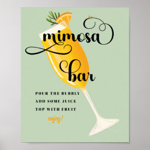 Poster Déjeuner de mariage Panneau de bar à Mimosa