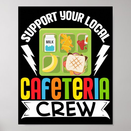 Poster Déjeuner Lady Support Votre Cafétéria Locale Crew (Devant)