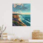 Poster Del Mar California San Diego Beach Pacifique Vinta (Cuisine)