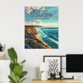 Poster Del Mar California San Diego Beach Pacifique Vinta (Bureau à domicile)
