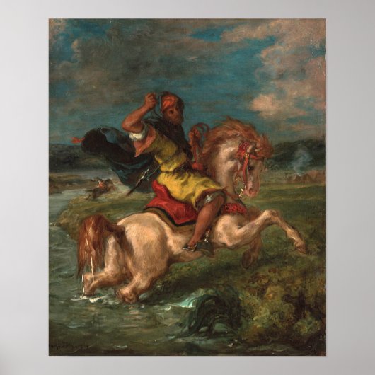 Poster Delacroix - Cavalier traversant un gué (Devant)