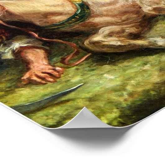 Poster Delacroix - Chasse au Lion (Coin)