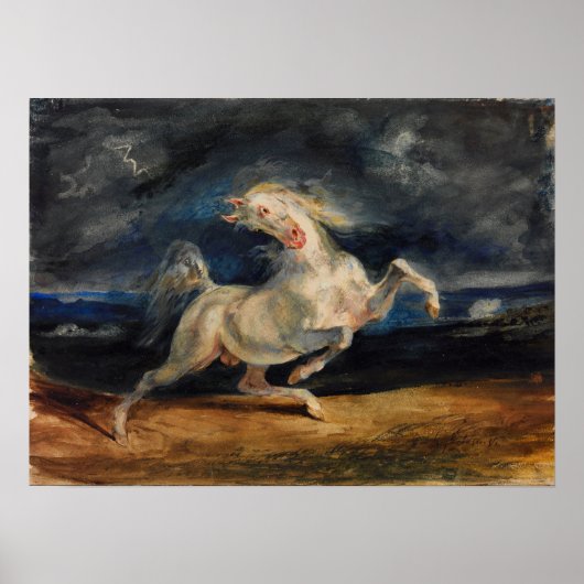 Poster Delacroix - Cheval effrayé par la foudre (Devant)