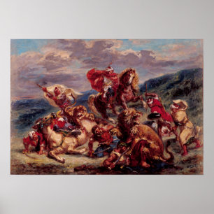 Poster Delacroix - Étude sur la chasse de Lowen St Gallen