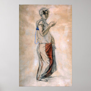 Poster Delacroix - Femme debout En Costume Marocain
