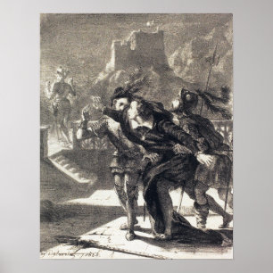 Poster Delacroix - Hamlet Et Le Fantôme De Son Père (A...