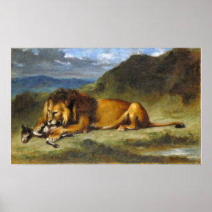 Poster Delacroix - Lion Dévorant Une Chèvre