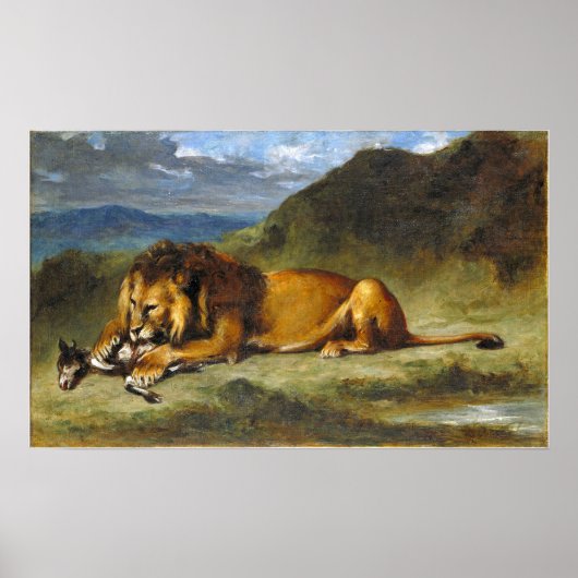 Poster Delacroix - Lion Dévorant Une Chèvre (Devant)