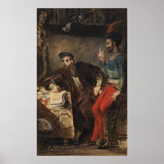 Poster Delacroix - Méphistophélès apparaissant à Faust (Devant)
