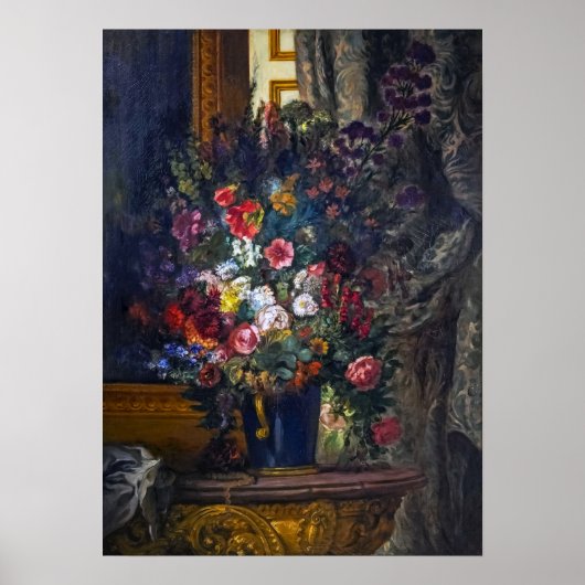 Poster Delacroix - Vase de fleurs avec console 1849 (Devant)