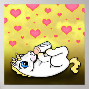 Poster Délai d'alimentation du bébé licorne - Blonde Yell