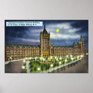 Poster Delaware and Hudson Co. Building at Night