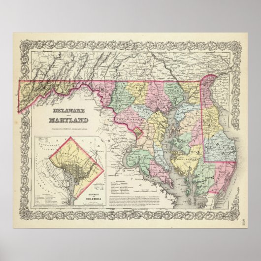 Poster Delaware et Maryland avec District de Columbia (Devant)
