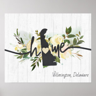 Poster Delaware État Personnalisé Votre Ville Maison Rust