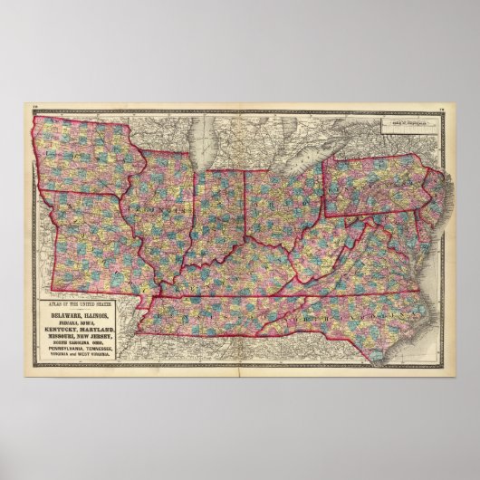 Poster Delaware, Illinois, Indiana et Iowa (Devant)