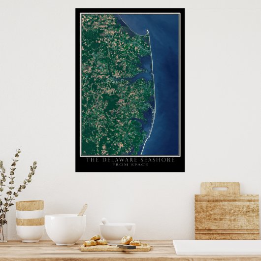Poster Delaware Seashore de l'espace Carte satellite (Cuisine)