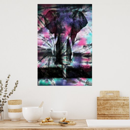 Poster d'éléphant à cravate-colorant (Cuisine)