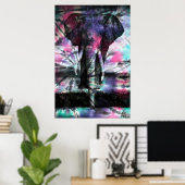 Poster d'éléphant à cravate-colorant (Bureau à domicile)
