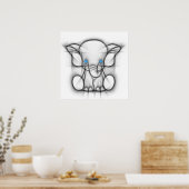 Poster d'éléphant aux yeux bleus mignons (Cuisine)