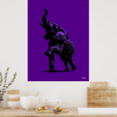 Poster d'éléphant - Silhouette noire sur violet (Cuisine)