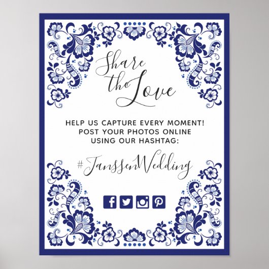 Poster Delft Bleu | Delft Blue Hashtag Photos Mariage (Devant)