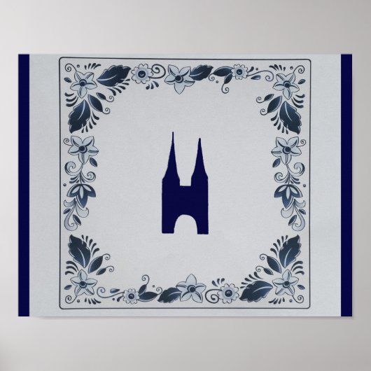 Poster Delft blue tile Eastern Gate dans Delft (Devant)