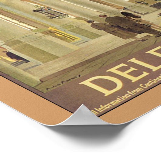 Poster Delft - via Harwich & Hook de Hollande (Coin)