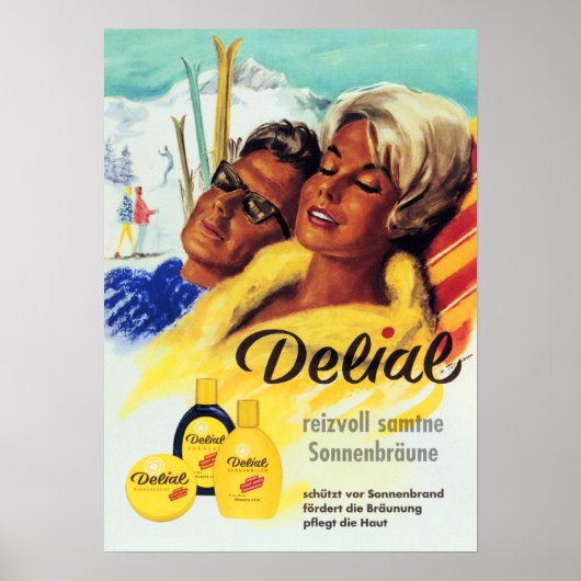 Poster DELIAL délicieusement velours Lotion Sun Tan Allem (Devant)