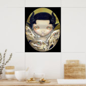 Poster Délicat Bones gothique, crâne médiéval Art Imprime (Cuisine)