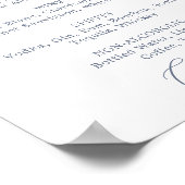 Poster Délicat Dusty Blue Mariage Boisson Menu Signer (Coin)