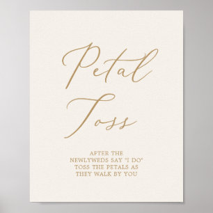 Poster Délicat Gold Calligraphie Crème Mariage Petal Toss