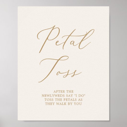 Poster Délicat Gold Calligraphie Crème Mariage Petal Toss (Devant)